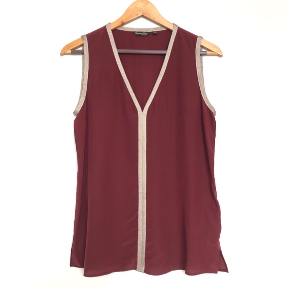 Massimo dutti burgundy short sleeve blouse - Picture 1 of 8